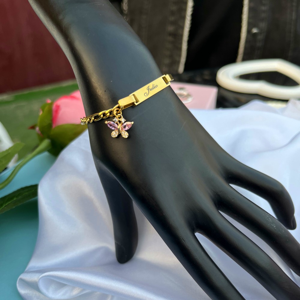 DUOYING 맞춤형 핑크 나비 세트, 맞춤형 탄생석  - Name Necklace Custom 리뷰 및 가격